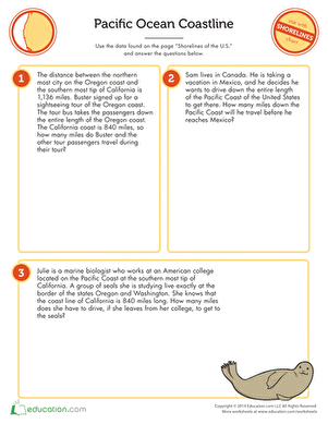 Shorelines: Mixed Addition and Subtraction Word Problems