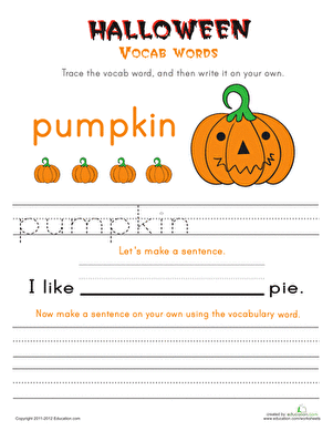Halloween Vocab Words: Pumpkin