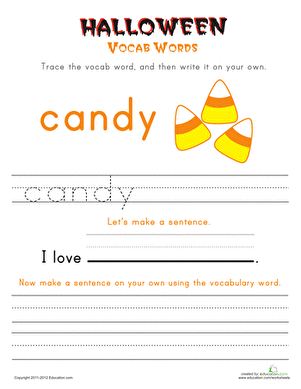 Halloween Vocab Words: Candy