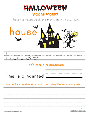 Halloween Vocab Words: House