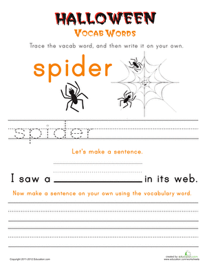 Halloween Vocab Words: Spider