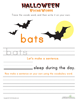 Halloween Vocab Words: Bats