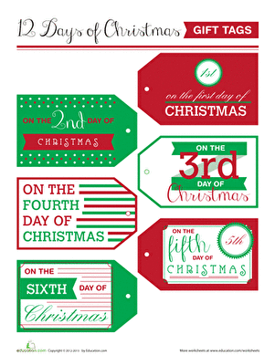12 Days of Christmas Gift Tags #1