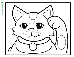 Lucky Cat Statue Coloring Page