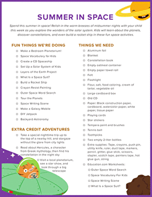 Summer in Space Checklist