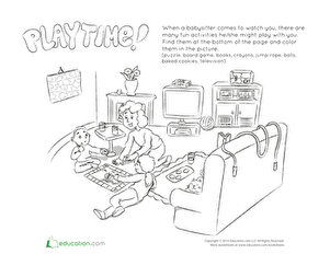Babysitter Playtime Coloring Page