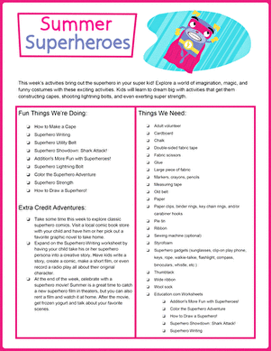 Summer Superheroes Checklist