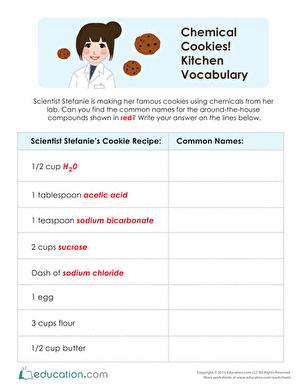Chemistry Cookies! Kitchen Vocabulary
