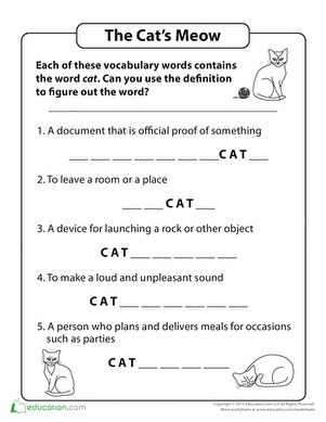 Cat Vocabulary