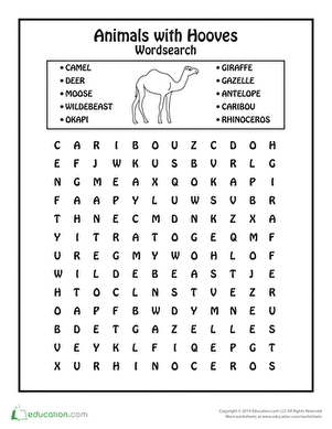Animal Word Search: Hoofing It