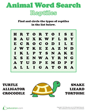 Animal Word Search: Cold-Blooded!
