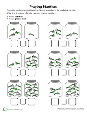 Praying Mantises: Counting and Comparing Numbers