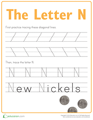 Practice Tracing the Letter N