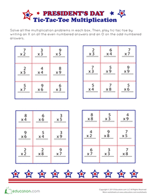 Tic-Tac-Toe Numbers on President's Day
