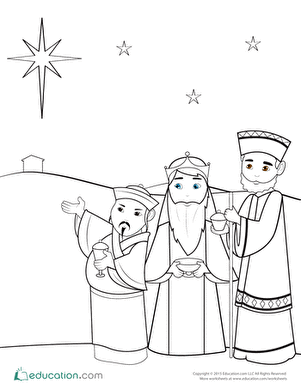 Three Wise Men Coloring Page
