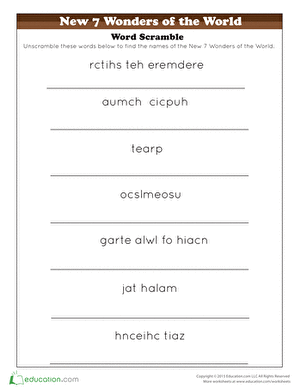 Unscramble the New 7 Wonders of the World