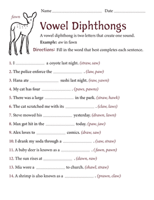 Practice Reading Vowel Diphthongs: AW