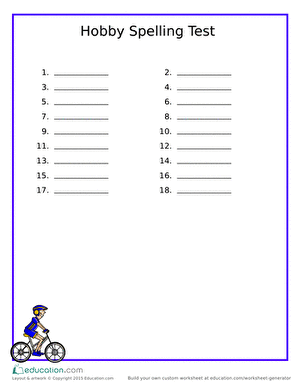 Hobby Spelling Test