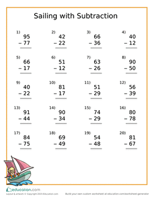 Sailing With Subtraction: Two-Digit Practice