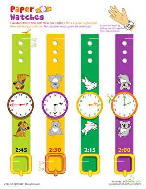 Practice Telling Time with Play Watches: 2 O'Clock