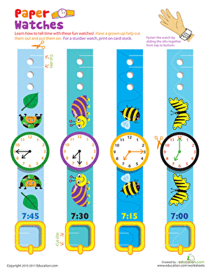 Practice Telling Time with Play Watches: 7 O'Clock