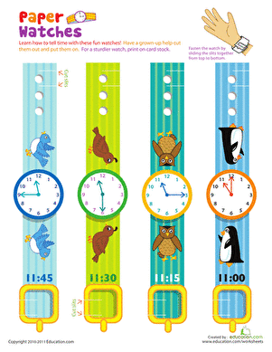 Practice Telling Time with Play Watches: 11 O'Clock