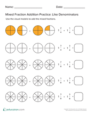 Mixed Fraction Addition With Like Denominators #2