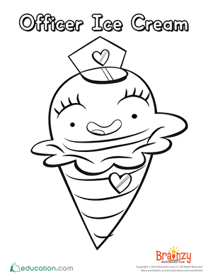 Officer Ice Cream Coloring Page