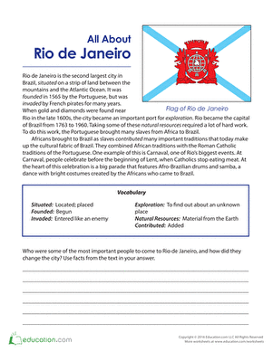 All About Rio de Janeiro Worksheet