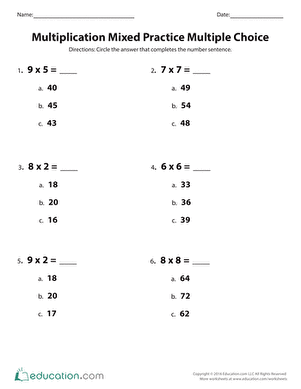 Mixed Multiplication Fact Practice