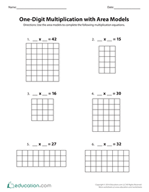 One-Digit Multiplication Problems Using Area Models